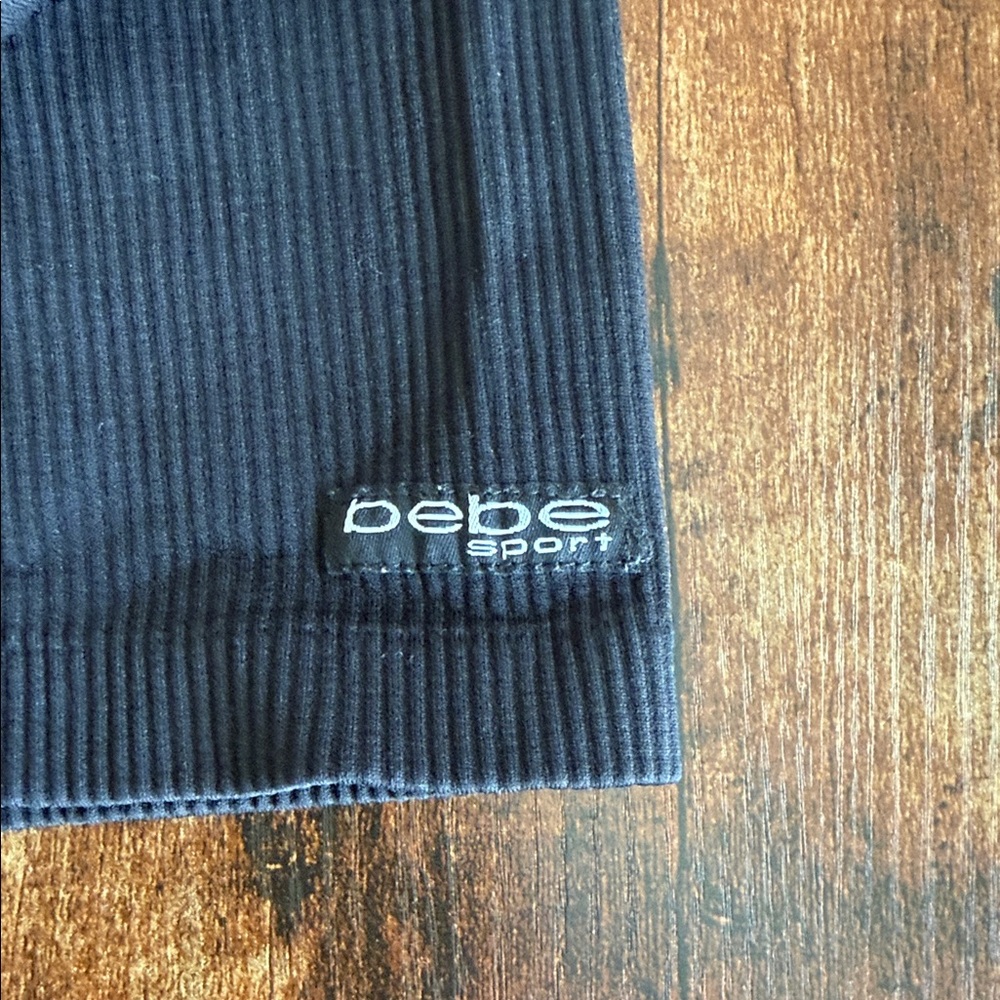 bebe Black Ribbed Double-Strap Cropped Tank - Picture 3 of 4